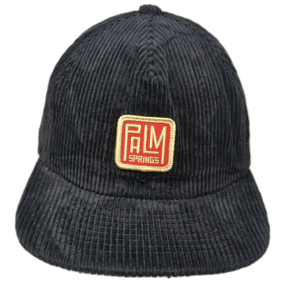 Weld Black 5 Panel One Size Hat Corduroy Palm Springs Patch Cotton Slideback